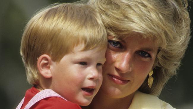 Princess Diana with Prince Harry on holiday in Majorca, Spain, in 1987. Picture: Getty