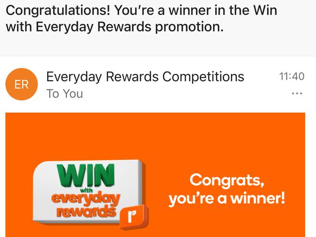 Woolies defended the competition which saw 800,000 people receive this email. Picture: Supplied