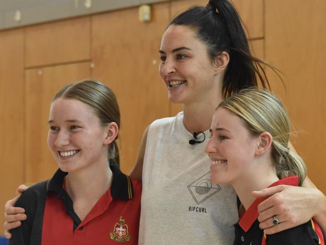 Former Australian Diamonds star Sharni Norder ran coaching clinics for Rockhampton Grammar School netballers.