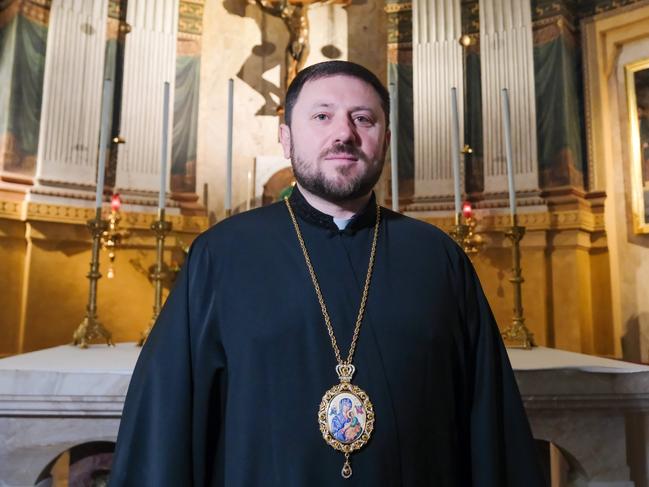 06/12/2024: Forty four year old Bishop Mykola Bychok, Eparch of Saints Peter and Paul of Melbourne at the Domus Australia in Rome on Thursday December 5, 2024 two days ahead of Pope Francis making him  one of the youngest Cardinals of the Catholic Church in Vatican City. Photo: Jacquelin Magnay