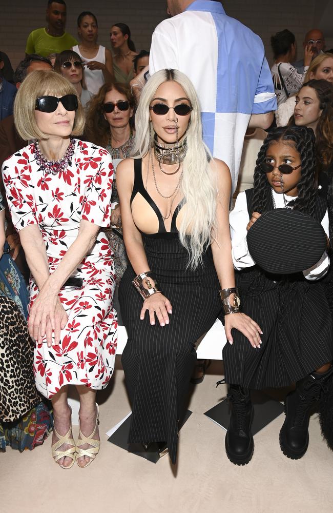 Front row with Anna Wintour (far left) and Kardashian’s daughter, North West. Picture: Getty Images