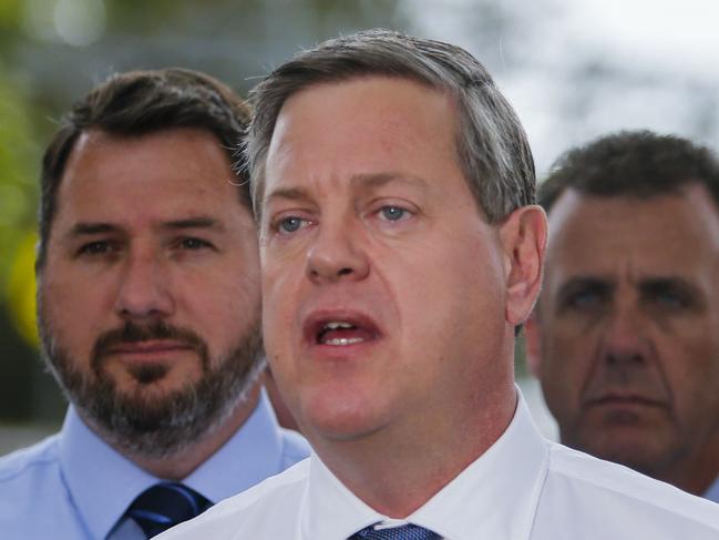 Queensland LNP leader Tim Nicholls speaks during a  visit to the town of Landsborough, as part of the 2017 Queensland election campaign, on the Sunshine Coast, Wednesday, November 1, 2017. (AAP Image/Glenn Hunt) NO ARCHIVING