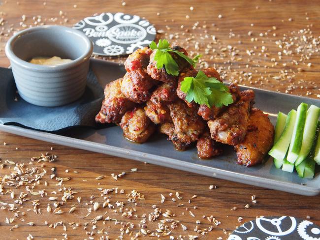 Hot wings from Bentspoke Brewing in Braddon, ACT. Picture: Supplied