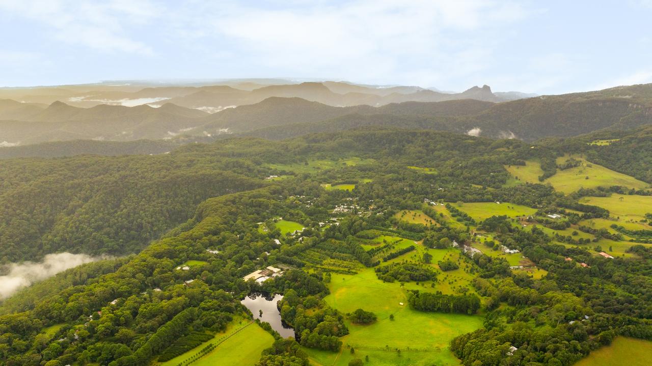 Aerial photos of the Eaglemont Estate site at Springbrook which has been bought by the Gold Coast City Council and will be a potential landing site for the proposed cableway. Picture: Gold Coast City Council