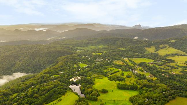 Aerial photos of the Eaglemont Estate site at Springbrook which has been bought by the Gold Coast City Council and will be a potential landing site for the proposed cableway. Picture: Gold Coast City Council