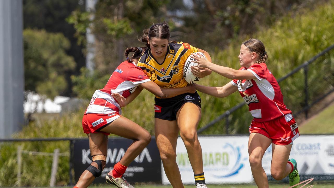 Ace Pollock in action for the Sunshine Coast Falcons under-17 Harvey Girls team. Picture: Nicola Anne Photography.