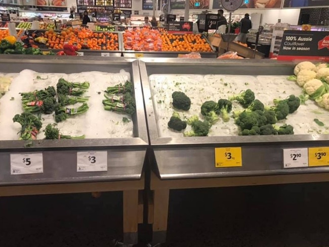 Some vegetable supplies are dwindling after a rush of panic shoppers at Coles in Kedron. Picture: Darren Cartwright.