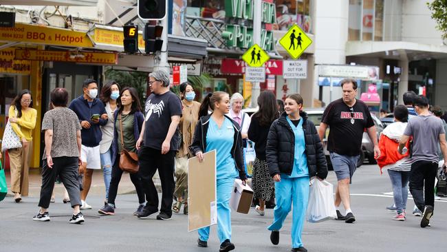 Shoppers out in force in Sydney’s Chatswood, 12km from the CBD. Picture: NCA NewsWire / Gaye Gerard