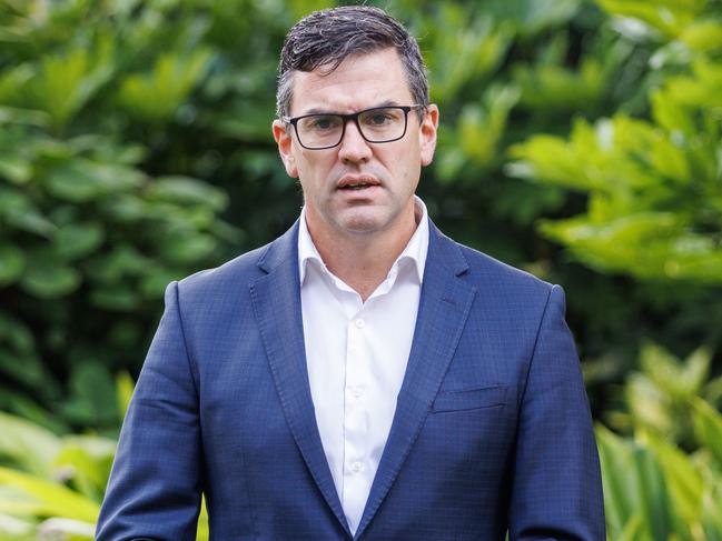 MELBOURNE, AUSTRALIA - Newswire Photos February 27, 2023: Victorian shadow minister for crime prevention, Brad Battin MP during a press conference outside Parliament. Picture NCA NewsWire / Aaron Francis