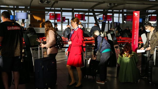 Sydney Airport saw a series of cancelled flights by airlines on Monday morning as Covid-19 continued to wreak havoc on crews. Picture: Gaye Gerard/NCA NewsWire