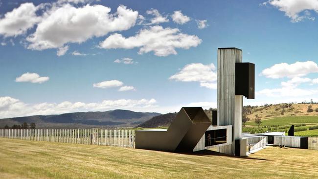 Hilary Burden TasWeekend columnIMAGE with LONG CAPTION: Once it was a funny old pit stop on the side of the Tasman Highway, a popular photo opportunity overlooking The Hazards. By December, the Apslawn hillside will site the new Devils Corner Cellar Door & Lookout designed by Hobart’s Cumulus Studios. Made from three upended sea containers clad in rough-sawn Tassie oak, it aims to put the East Coast Wine Route on the foodie map, with Coles Bay cafe Tombolo and Freycinet Marine Farm partnering inside. Perhaps the view was just fine without built architecture, but anyone who’s built their own tree-house might beg to differ.