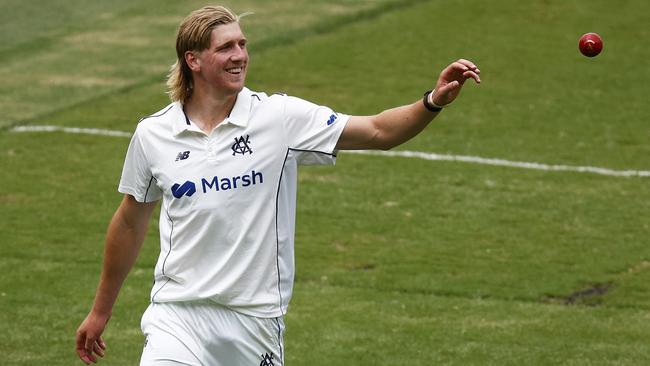 Victorian fast bowler Will Sutherland has tested positive to Covid-19, forcing the suspension of the Sheffield Shield match against NSW. Picture: Getty Images