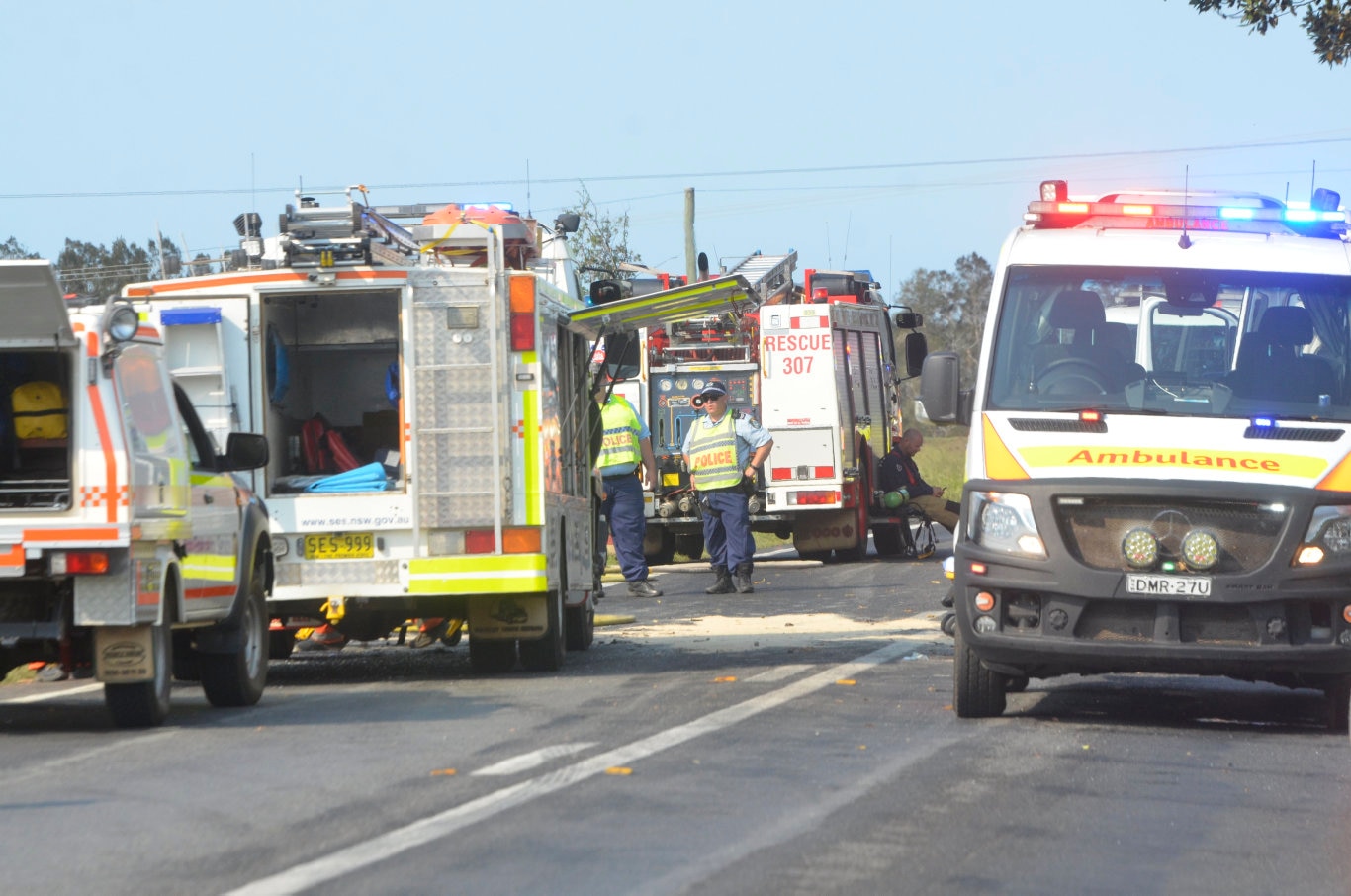 Emergency services were called to a two-car collision on the Pacific Highway on Wednesday afternoon. Picture: Kathryn Lewis