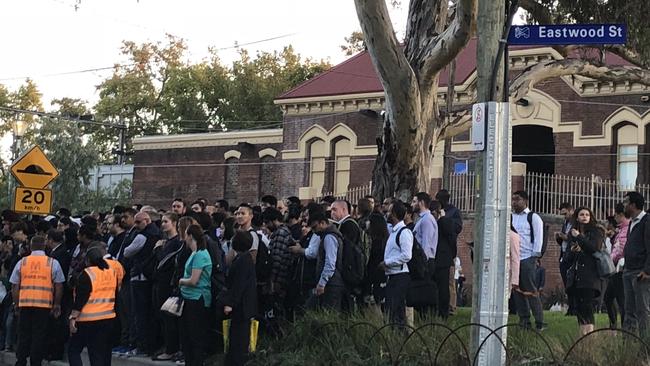 Commuters wait for replacement buses at Kensington station. Pic: Supplied