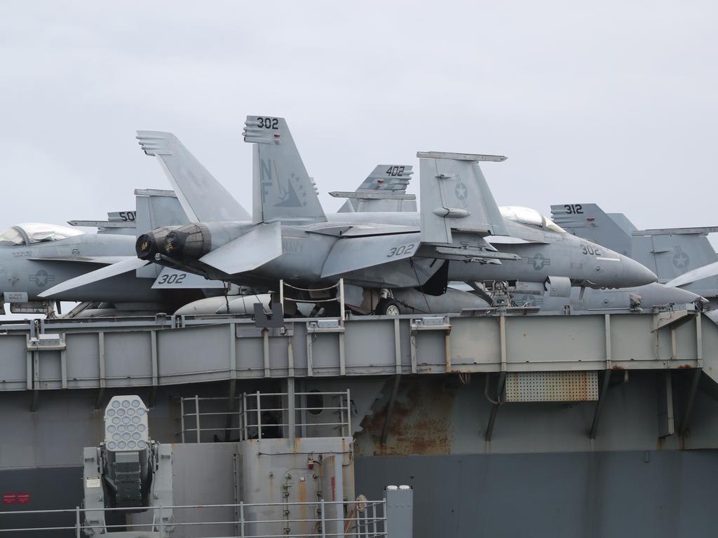 The USS Ronald Reagan arrives in Brisbane. Pic Peter Wallis