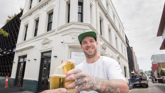 Dane Swan at his newly renovated pub, The Albion. Picture: Jason Edwards