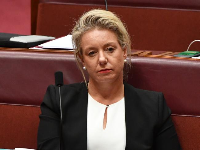 Nationals Senator Bridget McKenzie during a motion which would strip Minister for Finance Mathias Cormann of his ability to represent the prime minister in the Senate and estimates next week, unless the government tables the PM&C sports grant affair report, in the Senate chamber at Parliament House in Canberra, February, Wednesday 12, 2020. (AAP Image/Mick Tsikas) NO ARCHIVING