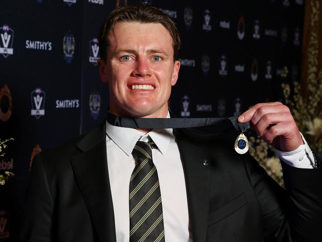 VFL J.J. Liston Trophy winner Dom Brew is hoping for a shot at the AFL. Picture: Morgan Hancock/AFL Photos/via Getty Images