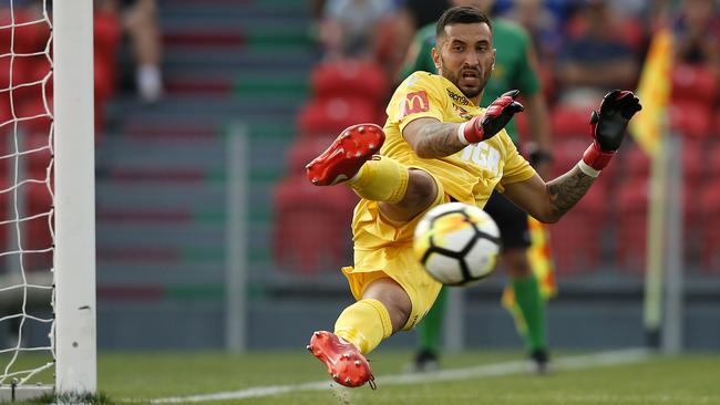 Paul Izzo can only watch as the Jets grab an equaliser. (AAP Image/Darren Pateman)