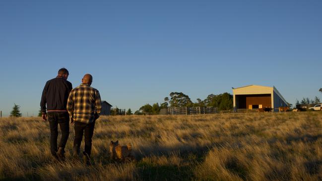 Ronnen Goren and Trace Streeter on their property, pictures supplied by Apple TV show Home.