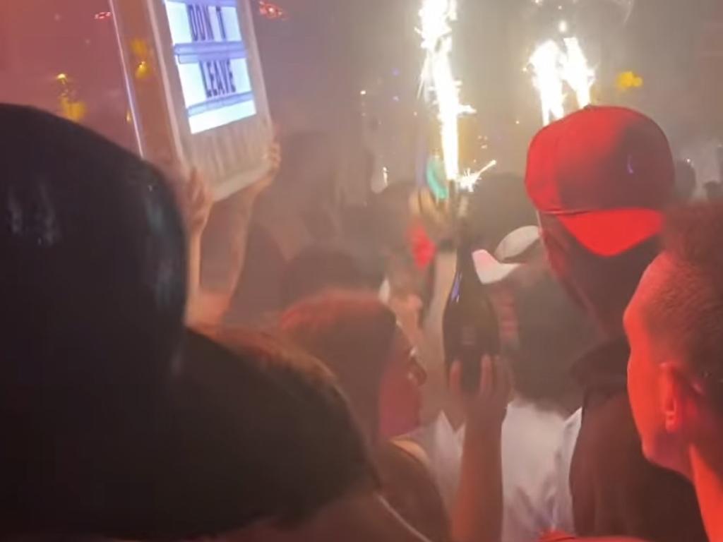 Nick Kyrgios (red cap) partying at Dolce nightclub after the final.