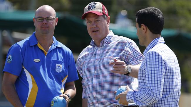 Queensland Opposition Leader Tim Nicholls during a visit to Musgrave Hill Bowls Club. Picture: AAP Image/Regi Varghese