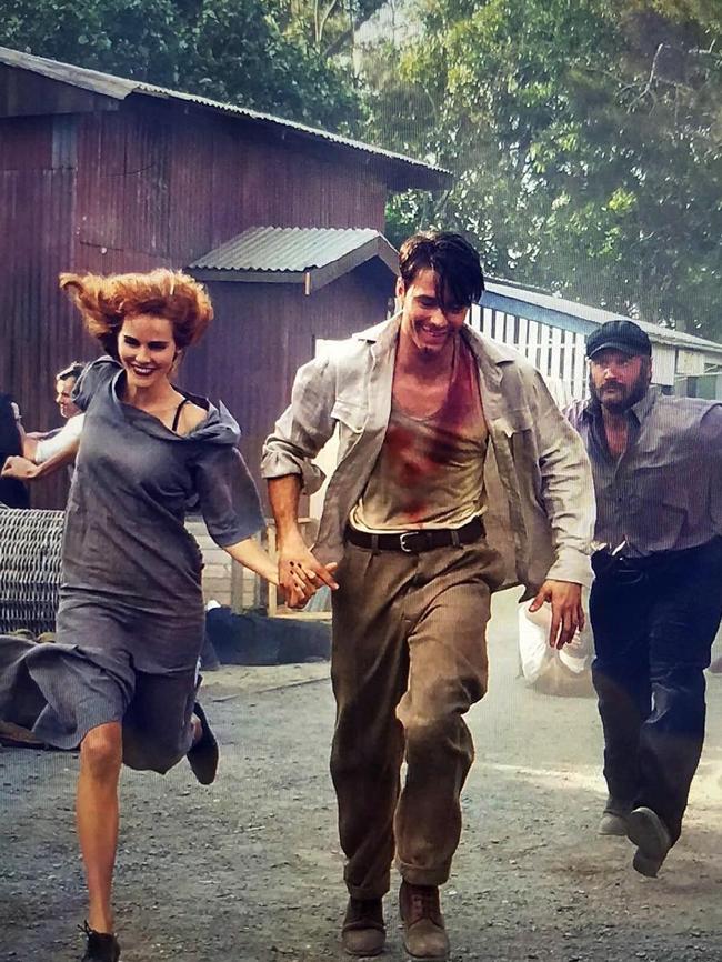 On set: “Shooting #InLikeFlynn...Run Forest Run.” Picture: Isabel Lucas / Instagram