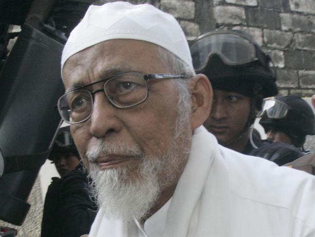 Abu Bakar Bashir had previously been considered ineligible for parole because of his refusal to renounce radical beliefs. Picture: AP Photo/Irwin Fedriansyah