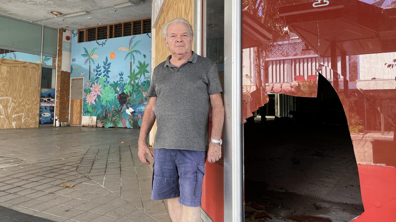 By Gone Barber owner France Linzmoyer stands outside the former-Dimmeys Arcade, where he once worked. Picture: Leighton Smith.