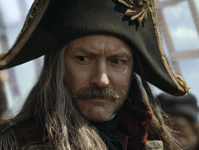 Jude Law looks unrecognisable as Captain Hook. Picture: Disney