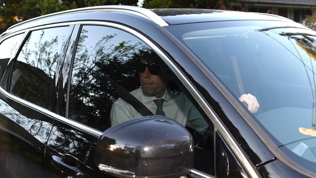 NSW Treasurer Dominic Perrottet leaves his home on Tuesday. Picture: Joel Carrett