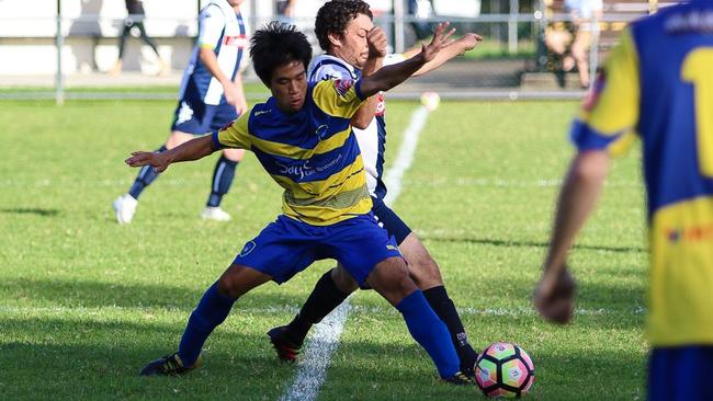 Tomoki Asakawa scored twice in Broadbeach United’s 6-1 thumping of Gold Coast.