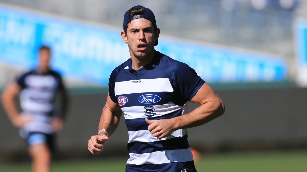 Daniel Menzel is in doubt for Geelong’s clash against Fremantle. Picture: Peter Ristevski