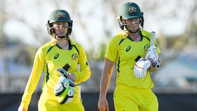 The MCC has decided to scrap the terms "batsman" and "batsmen" in favour of gender-neutral terminology. Rachael Haynes and Meg Lanning of Australia the Women's One Day International against India are seen. Picture: Getty Images