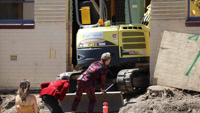 Contestants of the new season of the Block entered the site in Grey St St Kilda. Picture- Nicole Cleary