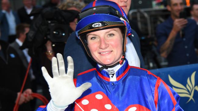 Jamie Kah returns after riding Mick Price’s Ayrton to victory in Melbourne. Picture: Vince Caligiuri–Getty Images