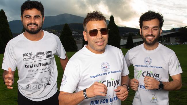 Chiya Guff Runners Anish Adhikari, Ganesh Ghimire, and Niranjan Mainali. Picture: Linda Higginson