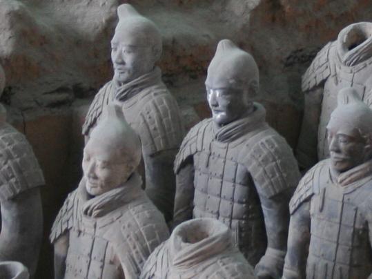 Xian Terracotta Warriors. Terracotta Army. Copyright Turton. Discovered by farmers in China in 1974.