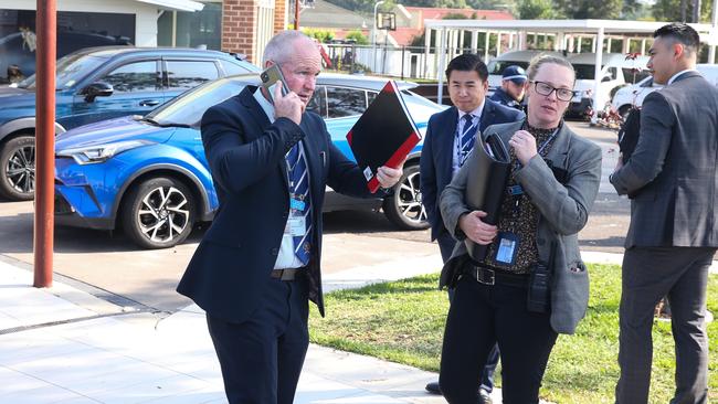 Detectives at the Good Shepherd Church on Box Rd in Wakeley on Tuesday. Picture: NCA NewsWire / Gaye Gerard