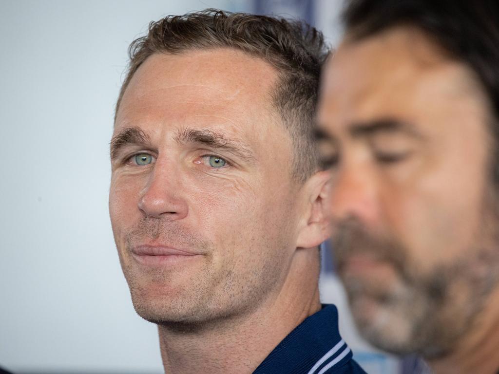 Joel Selwood joined the Melbourne Storm coaching staff in the off-season. Picture: Jason Edwards