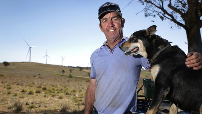 Simon Barton on Glen Oak, his Wellington NSW property that hosts 10 wind turbines. Picture: Dean Marzolla