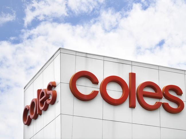 BRISBANE, AUSTRALIA - NewsWire Photos - SEPTEMBER 22, 2020.A Coles supermarket sign above a store in Brisbane. Coles outlets across Queensland will become fully powered by renewable energy sources by 2022.Picture: NCA NewsWire / Dan Peled