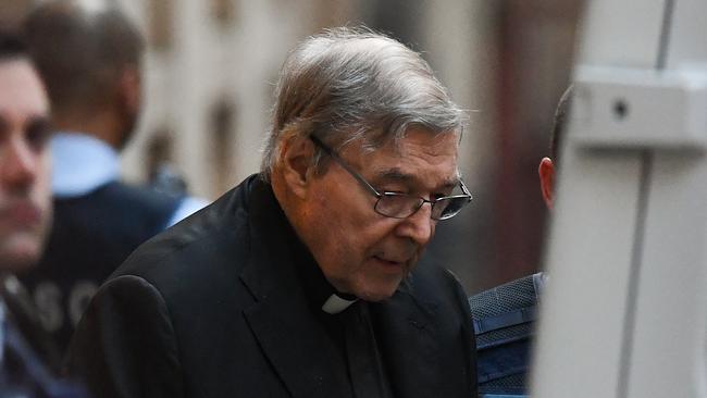 Cardinal George Pell leaves the Supreme Court of Victoria in Melbourne, Thursday, June 6, 2019. Pell is appealing his conviction for sexually abusing two boys in the 1990s. (AAP Image/Erik Anderson) NO ARCHIVING