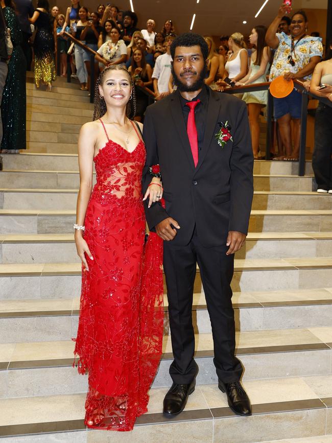 Tehya Clarke and Tony Banaho at the Trinity Bay High School formal evening, held at the Cairns Convention Centre. Picture: Brendan Radke