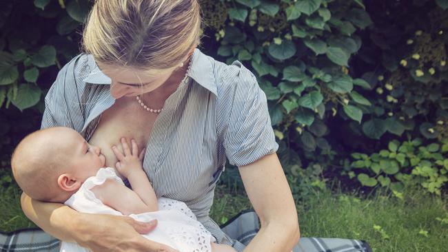 A gestational parent chest feeding her descendant?