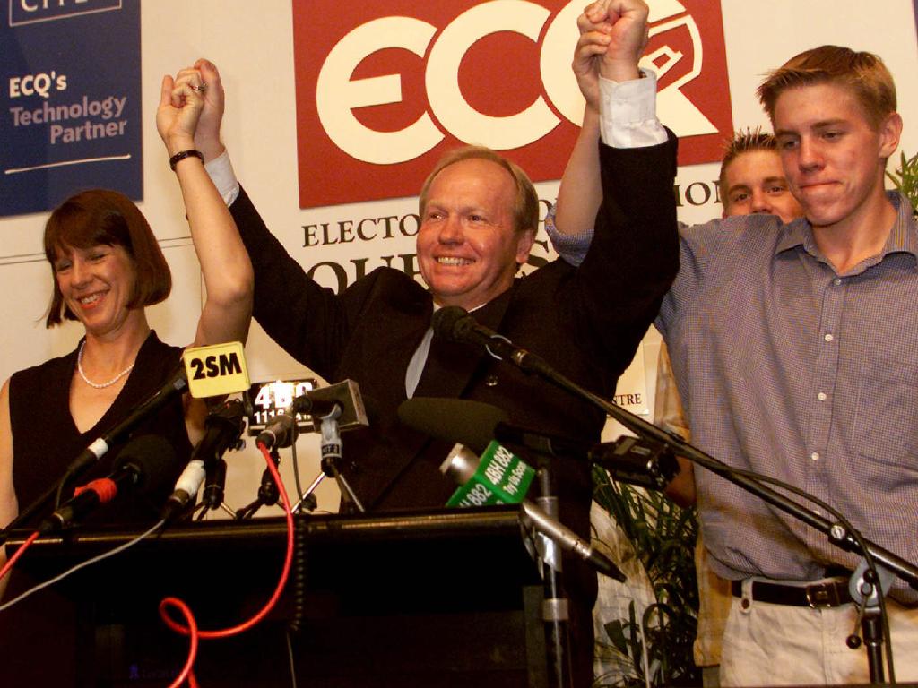 Premier Peter Beattie with his family after the 2001 election.
