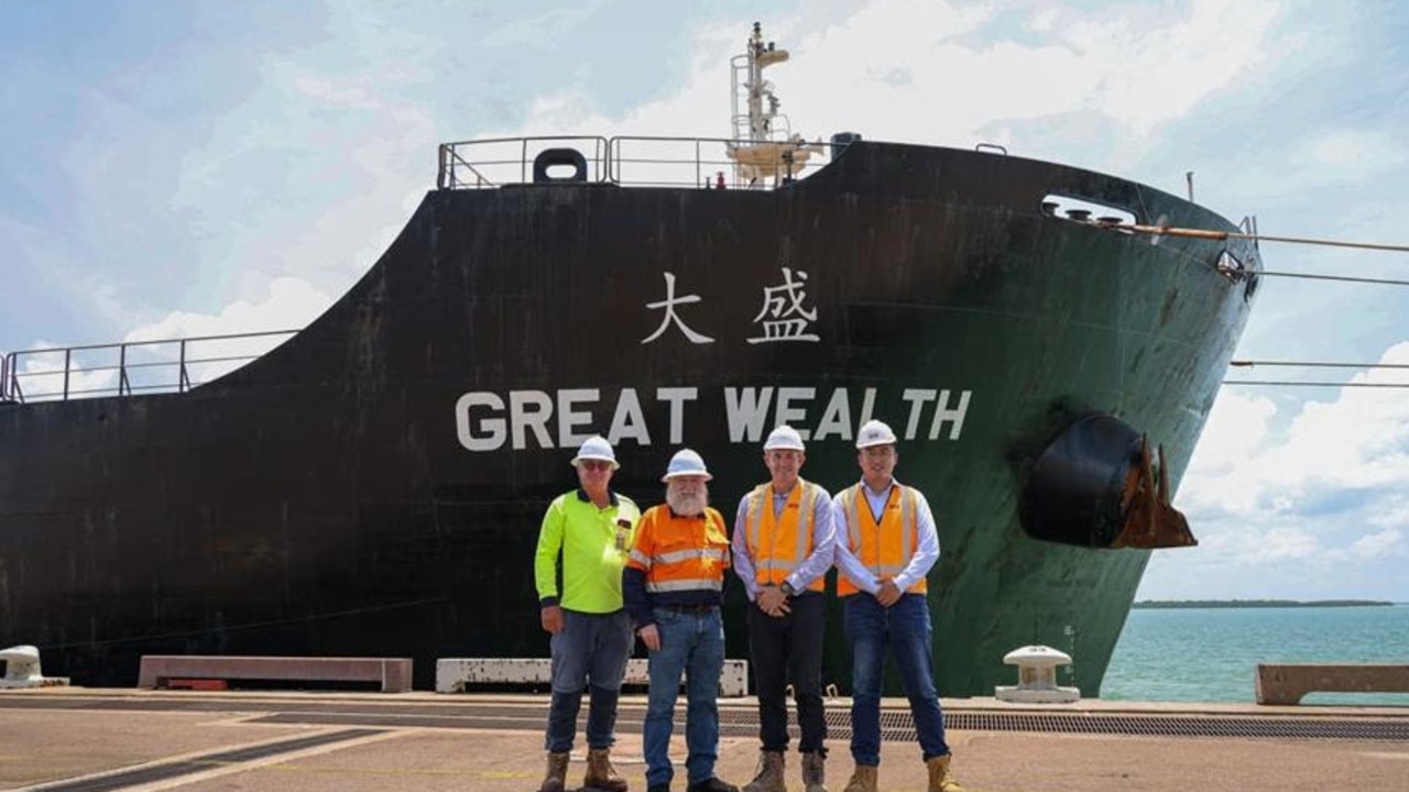 Northern Iron’s Trevor Wilson and Rob Morrow, with Mining and Energy Minister Gerard Maley and Darwin Port executive director Ben Cheng.