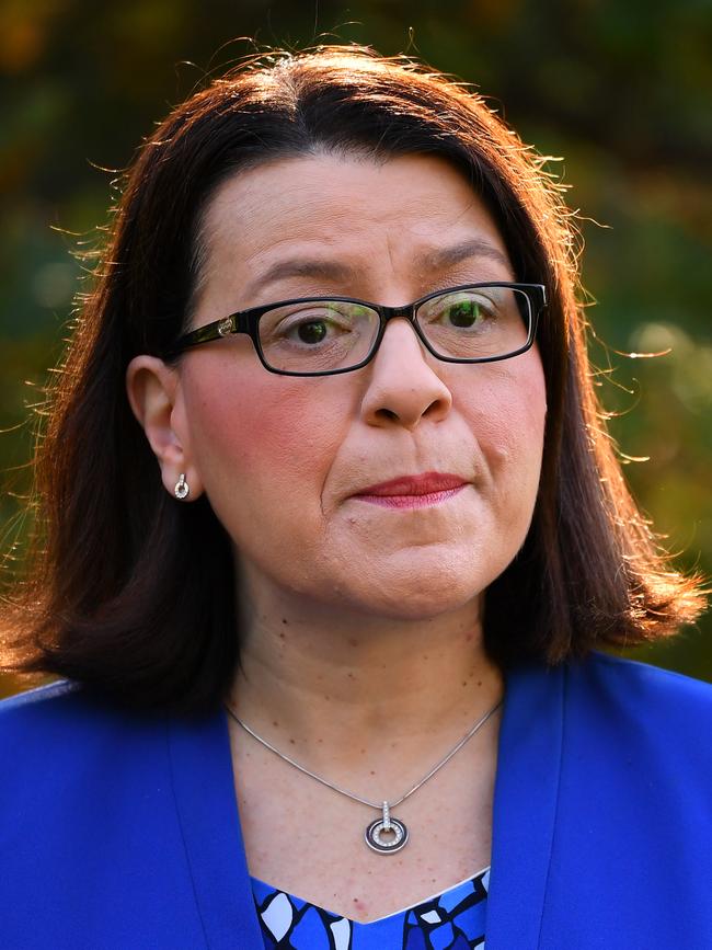 Victorian Minister for Health Jenny Mikakos addresses the media during a press conference in Melbourne, Wednesday, April 1, 2020. And. Picture: James Ross/AAP