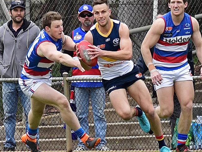 21/07/18  - SANFL: Central District v Adelaide at Elizabeth Oval.  Adelaide's Brodie Smith dashes from defence.Picture: Tom Huntley