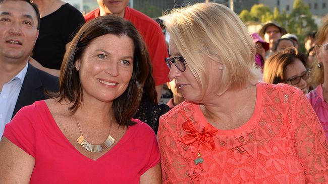 Jenny Morrison (left), the wife of Prime Minister Scott Morrison, speaks with Melbourne Lord Mayor Sally Capp at the official opening of the 2019 Chinese New Year Festival earlier this month. Picture: Lawrence Pinder